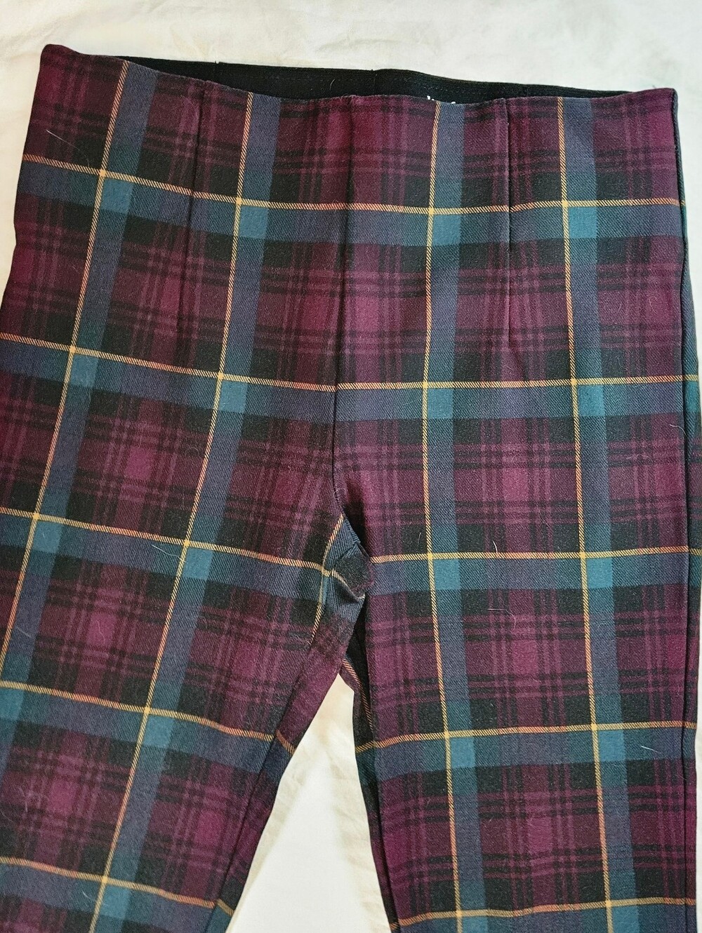 Slim Factor Investment Womens Red Plaid Elastic Waist Pull On Legging Pants Sz M - Picture 4 of 16